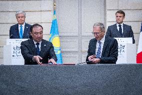 Agreement Signing Ceremony During Tokayev's State Visit - Paris