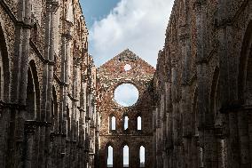 Interior View Of The San Galgano Abbey In Tuscany, Italy