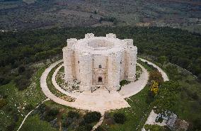 Aerial Drone View Of Castel Del Monte In Puglia, Italy