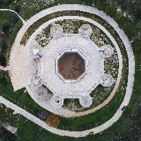 Aerial Drone View Of Castel Del Monte In Puglia, Italy