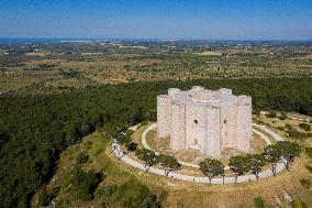 Aerial Drone View Of Castel Del Monte In Puglia, Italy