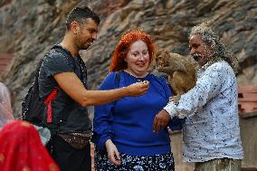 Tourists At Shrine Galta Ji Temple In Jaipur