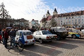 Exhibition of old cars and motorcycles in Ivano-Frankivsk