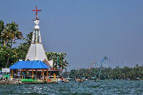 Small Church By The Ashtamudi Lake