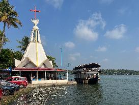 Small Church By The Ashtamudi Lake