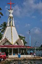 Small Church By The Ashtamudi Lake