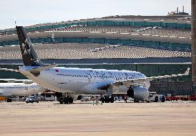 Air China Airbus A330  on the runway of Barcelona airport