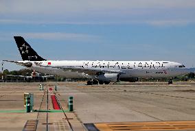 Air China Airbus A330  on the runway of Barcelona airport