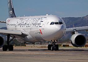 Air China Airbus A330  on the runway of Barcelona airport