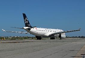 Air China Airbus A330  on the runway of Barcelona airport