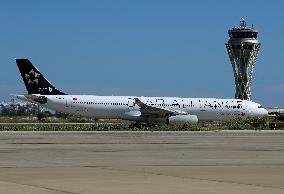 Air China Airbus A330  on the runway of Barcelona airport