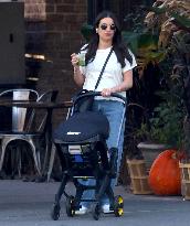 Lea Michele Strolling Baby Girl - NYC