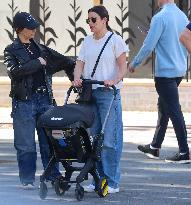 Lea Michele Strolling Baby Girl - NYC