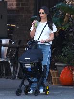 Lea Michele Strolling Baby Girl - NYC