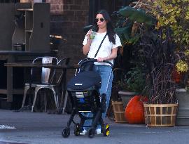 Lea Michele Strolling Baby Girl - NYC