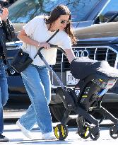 Lea Michele Strolling Baby Girl - NYC