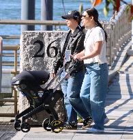 Lea Michele Strolling Baby Girl - NYC