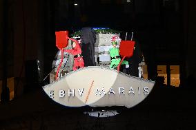 BHV Marais Christmas Window Lighting - Paris