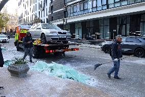 Russian drone debris falls in Pecherskyi district of Kyiv