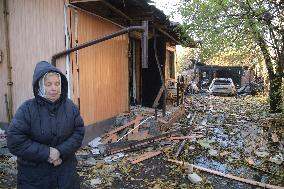 Wreckage from downed Russian drone falls in Solomianskyi district of Kyiv