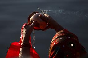 Chhath Puja Celebration In Kathmandu, Nepal.