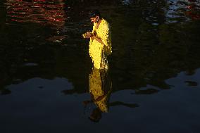 Chhath Puja Celebration In Kathmandu, Nepal.