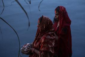 Chhath Puja Celebration In Kathmandu, Nepal.