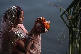 Chhath Puja Celebration In Kathmandu, Nepal.