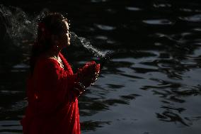 Chhath Puja Celebration In Kathmandu, Nepal.