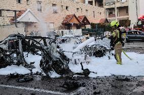 Cars Struck By Rocket In Kiryat Yam - Israel