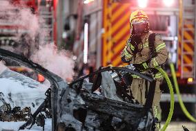 Cars Struck By Rocket In Kiryat Yam - Israel