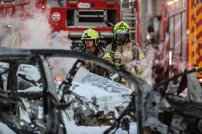 Cars Struck By Rocket In Kiryat Yam - Israel