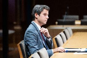 Gabriel Attal hearing at the French Senate - Paris