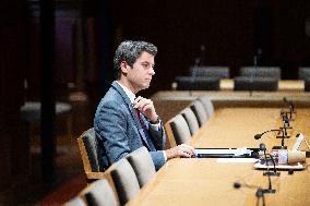 Gabriel Attal hearing at the French Senate - Paris