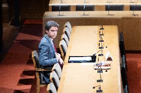 Gabriel Attal hearing at the French Senate - Paris