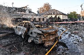 Aftermath of November 7 Russian guided bomb strike in Zaporizhzhia