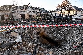 Aftermath of November 7 Russian guided bomb strike in Zaporizhzhia