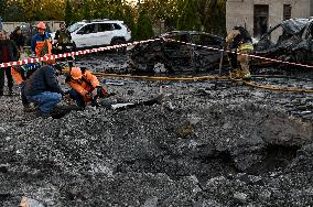 Aftermath of November 7 Russian guided bomb strike in Zaporizhzhia