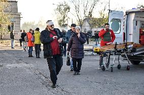 Aftermath of November 7 Russian guided bomb strike in Zaporizhzhia