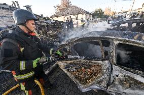 Aftermath of November 7 Russian guided bomb strike in Zaporizhzhia