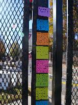 Messages Of Support And Flowers Are Placed Outside The Vice President's Residence At The US Naval Observatory