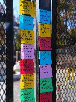 Messages Of Support And Flowers Are Placed Outside The Vice President's Residence At The US Naval Observatory