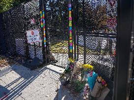 Messages Of Support And Flowers Are Placed Outside The Vice President's Residence At The US Naval Observatory