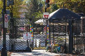 Messages Of Support And Flowers Are Placed Outside The Vice President's Residence At The US Naval Observatory