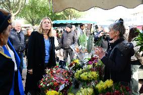 Mrs. Yael Braun Pivet Visit The Market Of Neuville Sur Saone