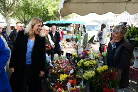 Mrs. Yael Braun Pivet Visit The Market Of Neuville Sur Saone