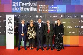 David Puttnam receives honorary award at Seville European Film Festival