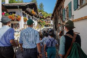 Yearly Bavarian Sheep Shepherd’s Parade. Mittenwald’s Autumn Tradition