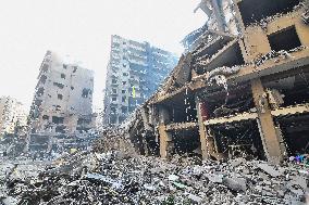 Aftermatch Of Israeli Airstrike In Beirut, Lebanon