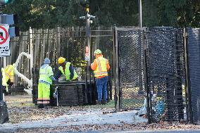 Security Officials Remove Riot Fences From The White House And The Vice President's Residence In Washington DC